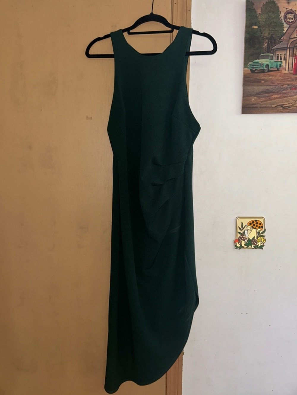 Premier Amour Deep Green Sleeveless Draped Maxi Dress